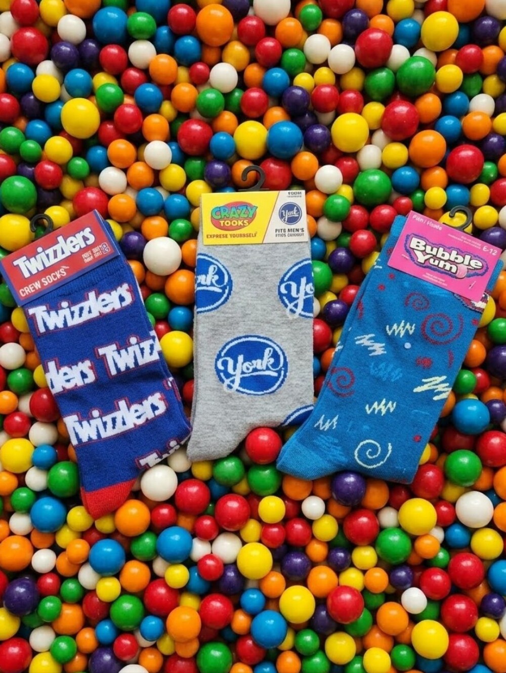 3 Candy Themed Crew Socks